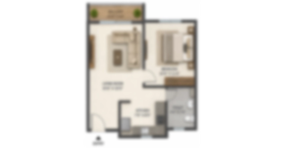 Usha Greens Kharbao 1 BHK Floor Plan